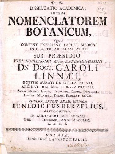 ... sistens Nomenclatorem Botanicum, ... cover