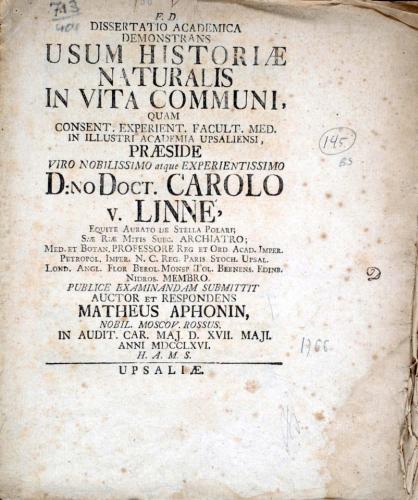 ... demonstrans Usum Historiae Naturalis in vita communi, ... cover